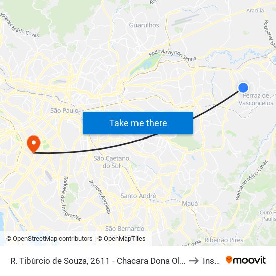 R. Tibúrcio de Souza, 2611 - Chacara Dona Olivia, São Paulo to Insper map