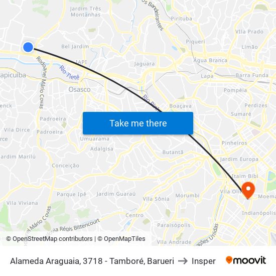 Alameda Araguaia, 3718 - Tamboré, Barueri to Insper map