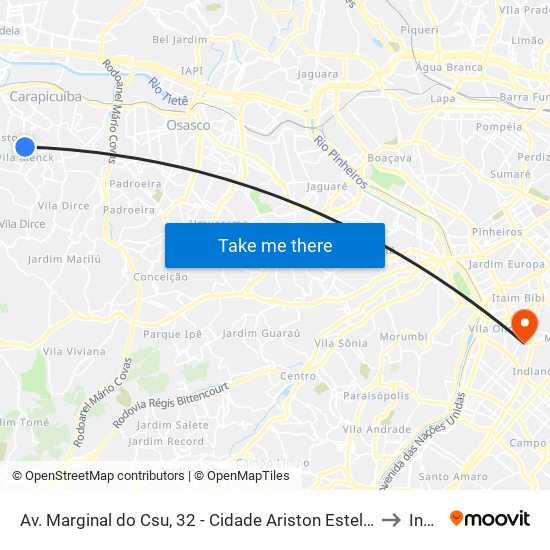 Av. Marginal do Csu, 32 - Cidade Ariston Estela Azevedo, Carapicuíba to Insper map