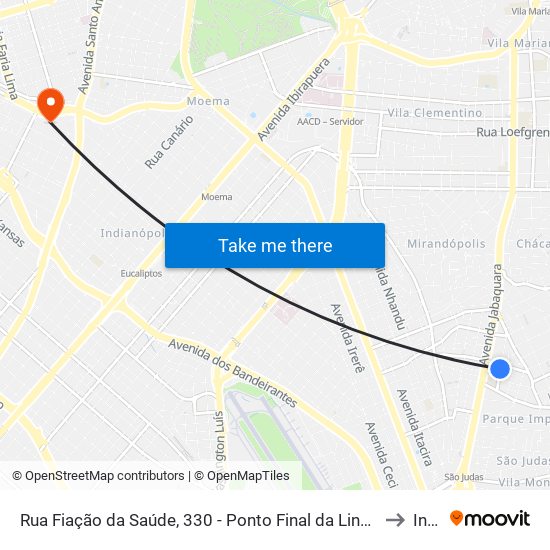 Rua Fiação da Saúde, 330 - Ponto Final da Linha 446 - Vila da Saúde, São Paulo to Insper map