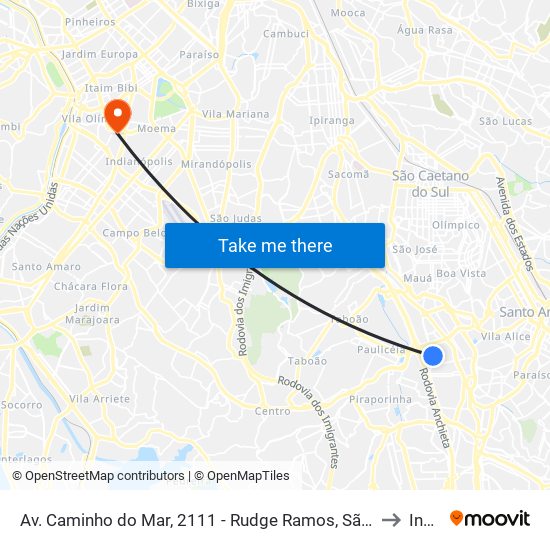 Av. Caminho do Mar, 2111 - Rudge Ramos, São Bernardo do Campo to Insper map