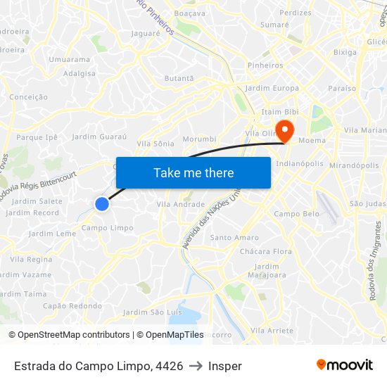 Estrada do Campo Limpo, 4426 to Insper map