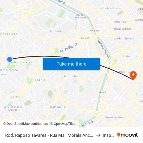 Rod. Raposo Tavares - Rua Mal. Morais Ancora to Insper map