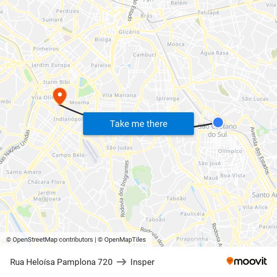 Rua Heloísa Pamplona 720 to Insper map