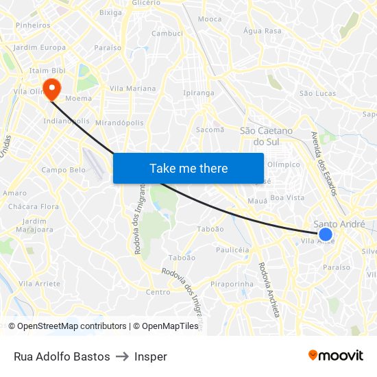 Rua Adolfo Bastos to Insper map