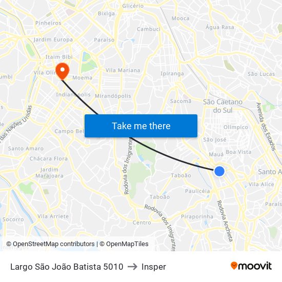 Largo São João Batista 5010 to Insper map