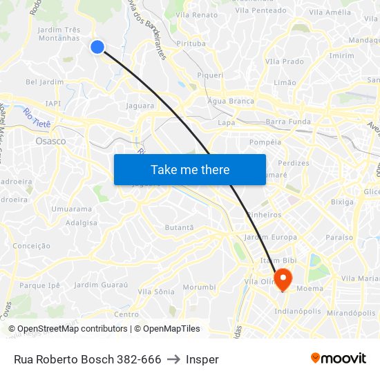 Rua Roberto Bosch 382-666 to Insper map