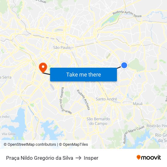 Praça Nildo Gregório da Silva to Insper map