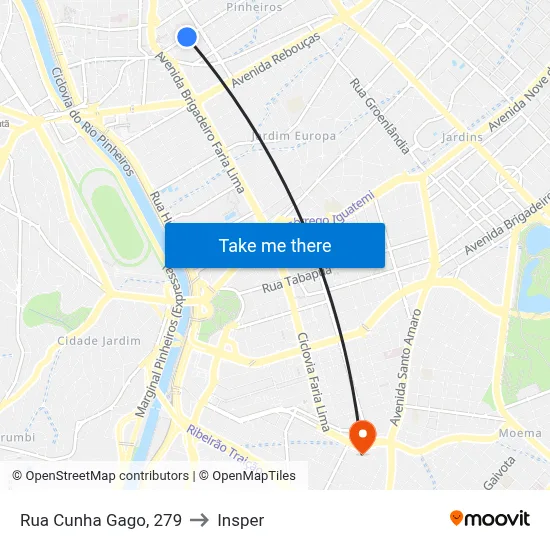 Rua Cunha Gago, 279 to Insper map