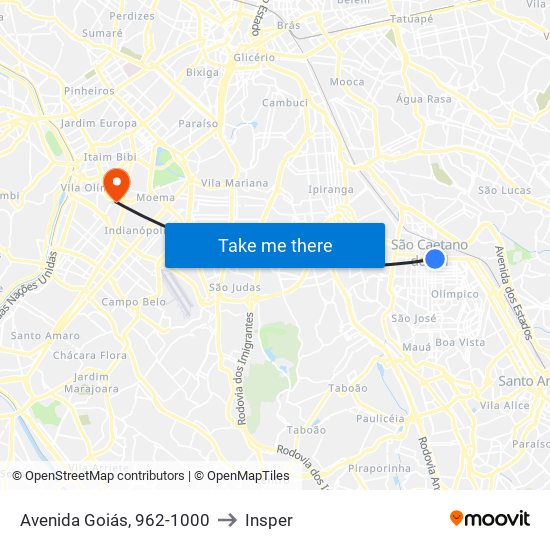 Avenida Goiás, 962-1000 to Insper map