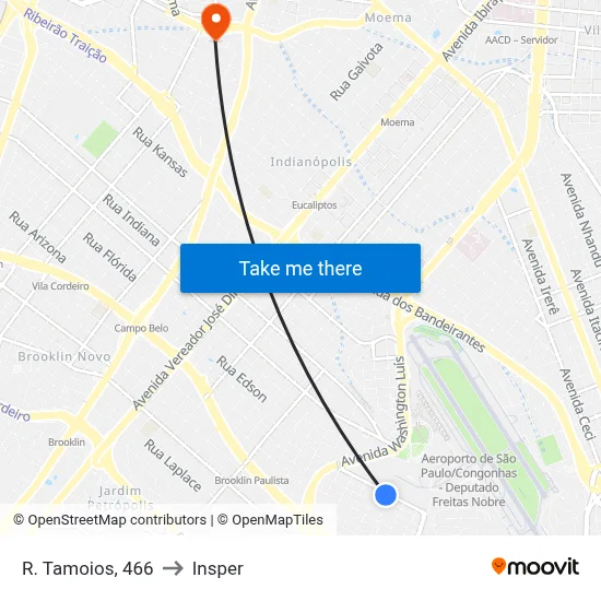 R. Tamoios, 466 to Insper map