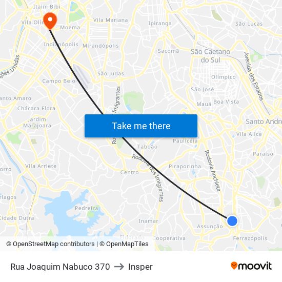 Rua Joaquim Nabuco 370 to Insper map