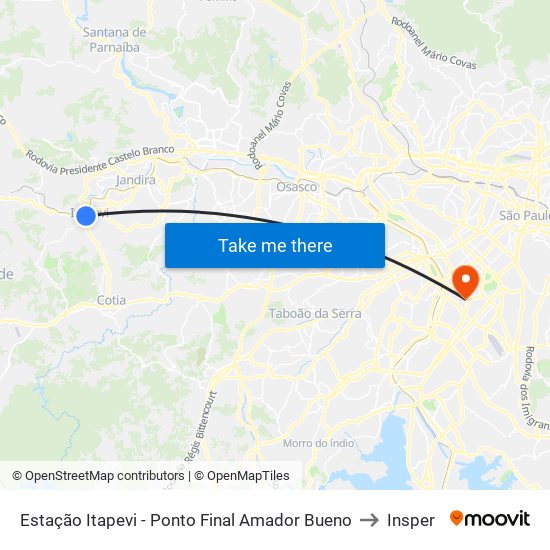 Estação Itapevi - Ponto Final Amador Bueno to Insper map