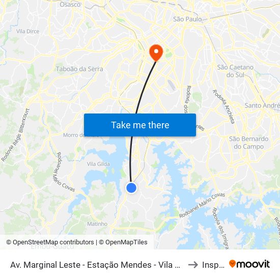 Av. Marginal Leste - Estação Mendes - Vila Natal to Insper map