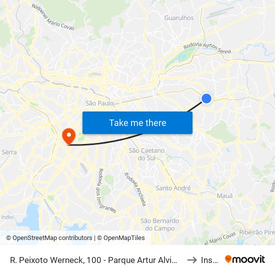 R. Peixoto Werneck, 100 - Parque Artur Alvim, São Paulo to Insper map