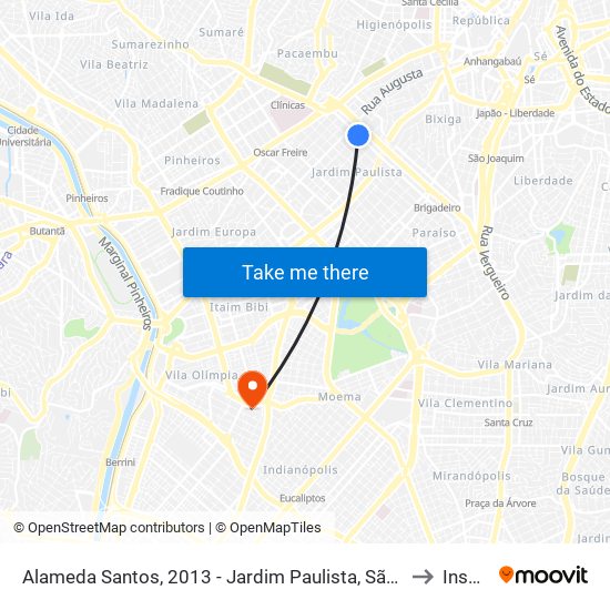 Alameda Santos, 2013 - Jardim Paulista, São Paulo to Insper map