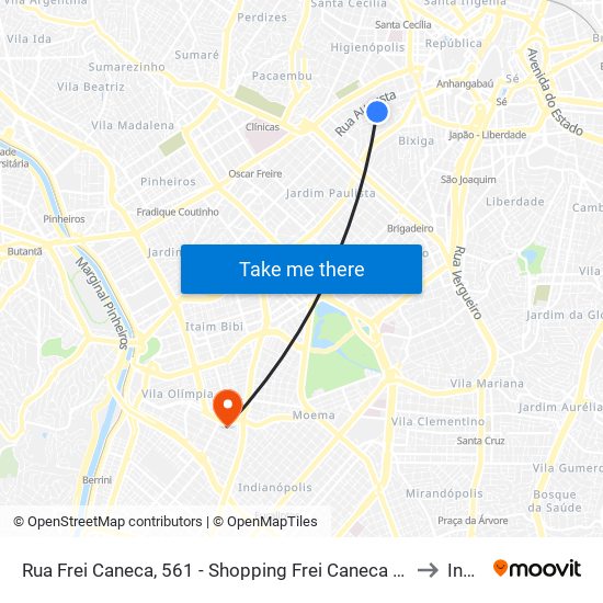 Rua Frei Caneca, 561 - Shopping Frei Caneca - Bela Vista, São Paulo to Insper map
