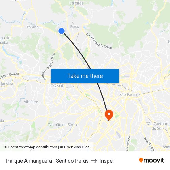 Parque Anhanguera - Sentido Perus to Insper map