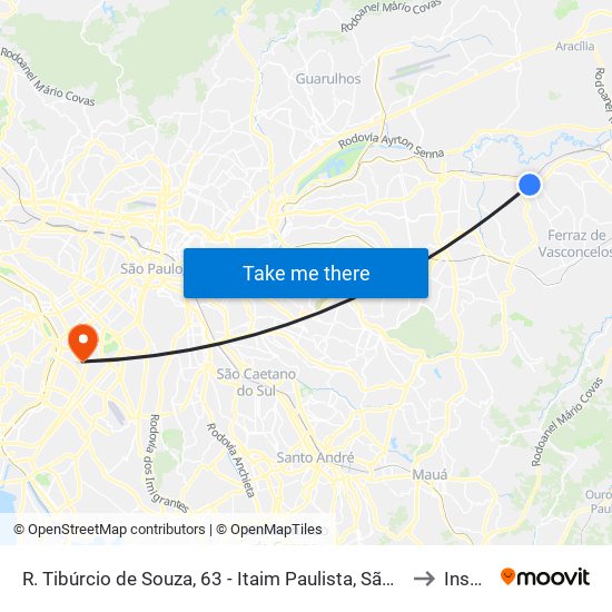 R. Tibúrcio de Souza, 63 - Itaim Paulista, São Paulo to Insper map