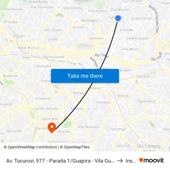 Av. Tucuruvi, 977 - Parada 1/Guapira - Vila Gustavo, São Paulo to Insper map