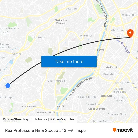 Rua Professora Nina Stocco 543 to Insper map