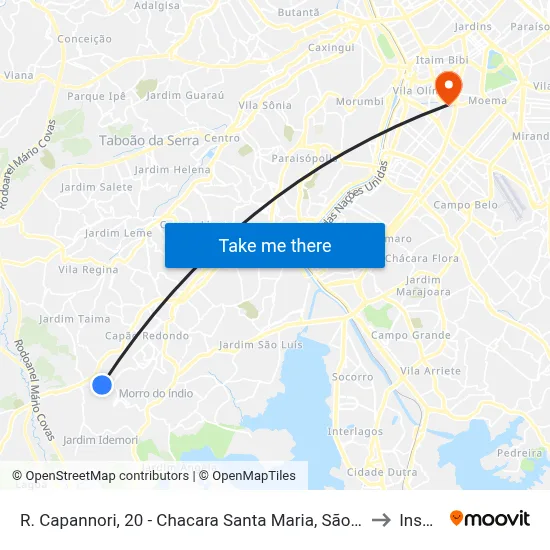 R. Capannori, 20 - Chacara Santa Maria, São Paulo to Insper map