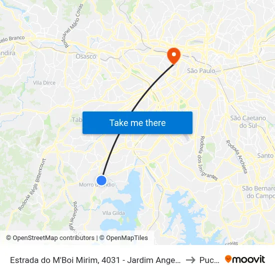 Estrada do M'Boi Mirim, 4031 - Jardim Angela São Paulo to Puc-Sp map