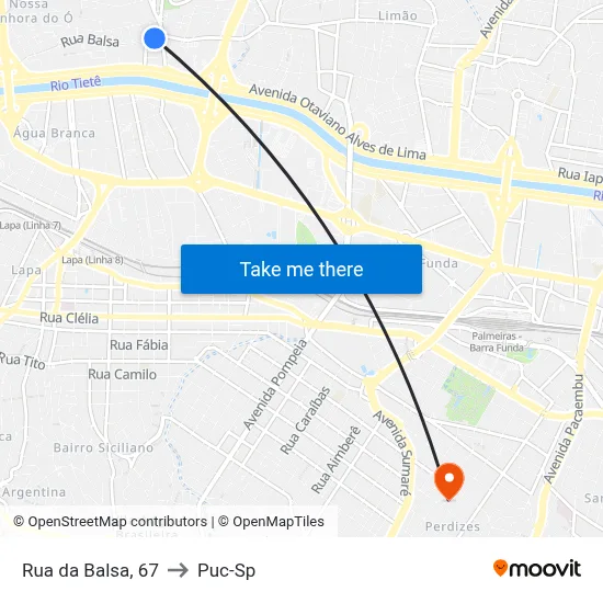 Rua da Balsa, 67 to Puc-Sp map