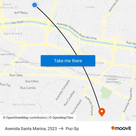 Avenida Santa Marina, 2523 to Puc-Sp map