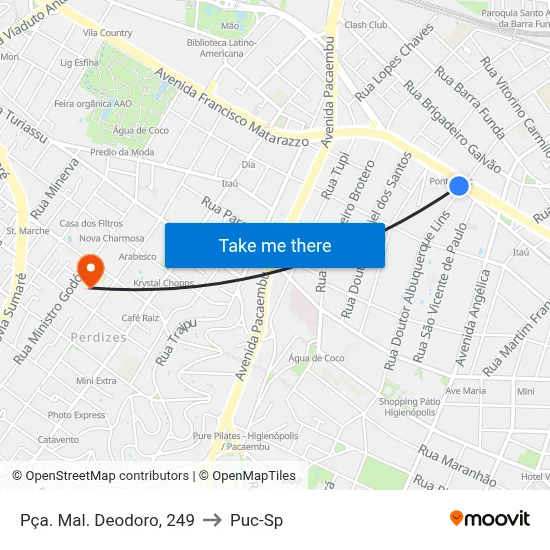 Pça. Mal. Deodoro, 249 to Puc-Sp map