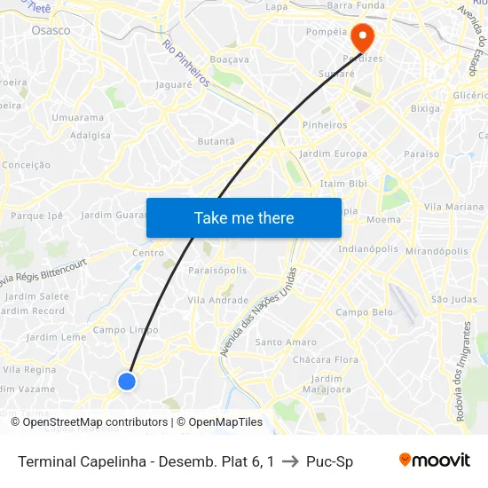Terminal Capelinha - Desemb. Plat 6, 1 to Puc-Sp map