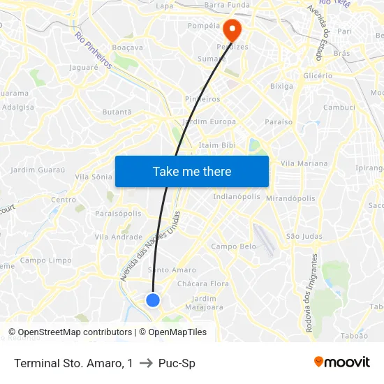 Terminal Sto. Amaro, 1 to Puc-Sp map