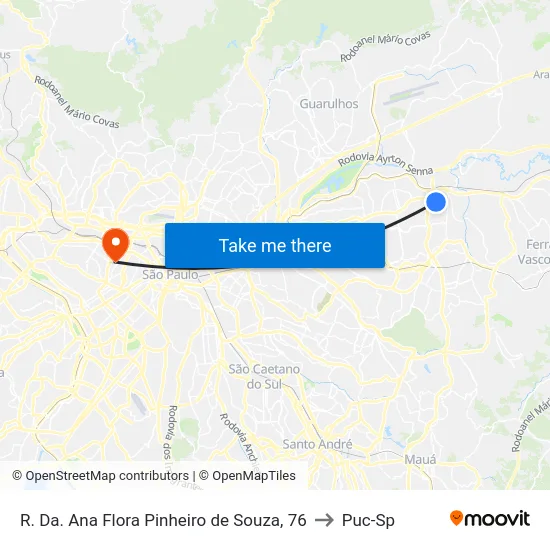 R. Da. Ana Flora Pinheiro de Souza, 76 to Puc-Sp map