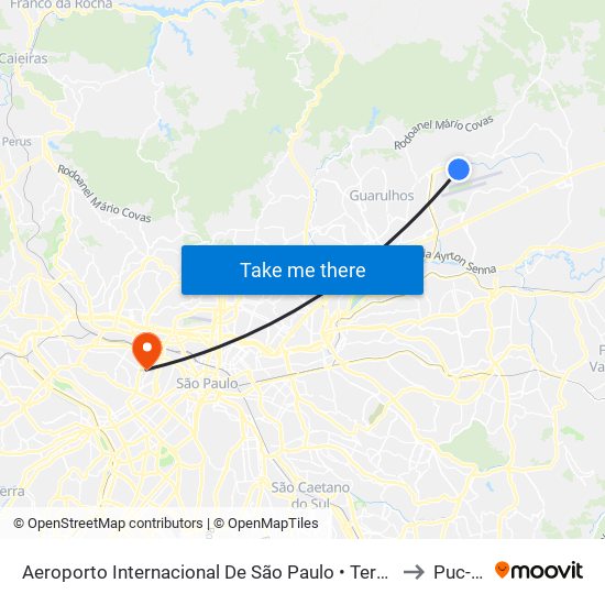 Aeroporto Internacional De São Paulo • Terminal 3 to Puc-Sp map