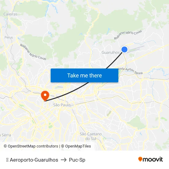 ✈️ Aeroporto-Guarulhos to Puc-Sp map