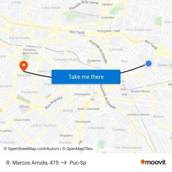 R. Marcos Arruda, 475 to Puc-Sp map