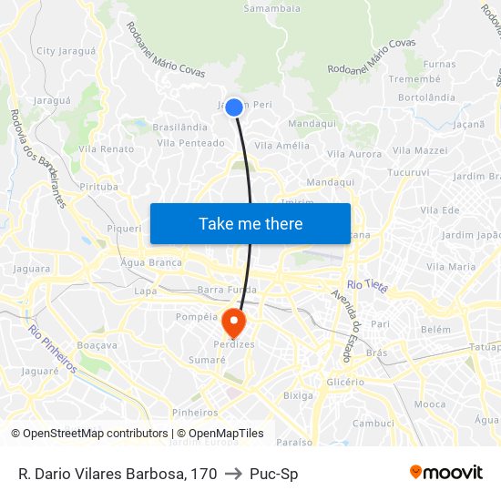 R. Dario Vilares Barbosa, 170 to Puc-Sp map