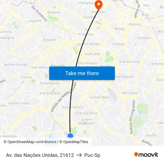 Av. das Nações Unidas, 21612 to Puc-Sp map