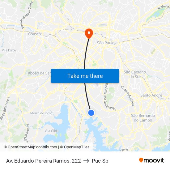 Av. Eduardo Pereira Ramos, 222 to Puc-Sp map