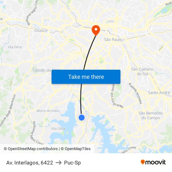 Av. Interlagos, 6422 to Puc-Sp map