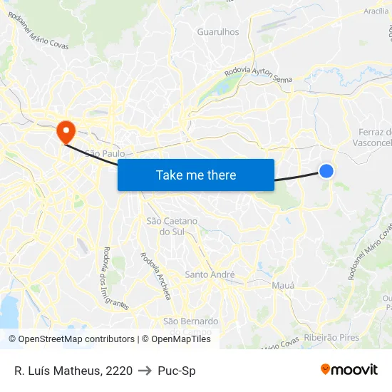 R. Luís Matheus, 2220 to Puc-Sp map