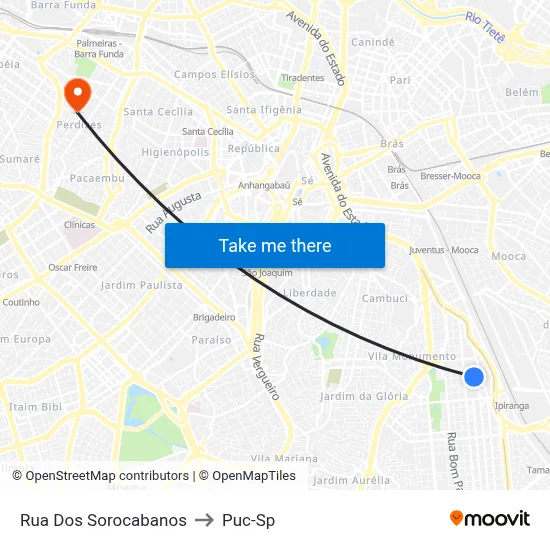 Rua Dos Sorocabanos to Puc-Sp map