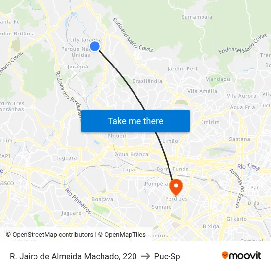 R. Jairo de Almeida Machado, 220 to Puc-Sp map