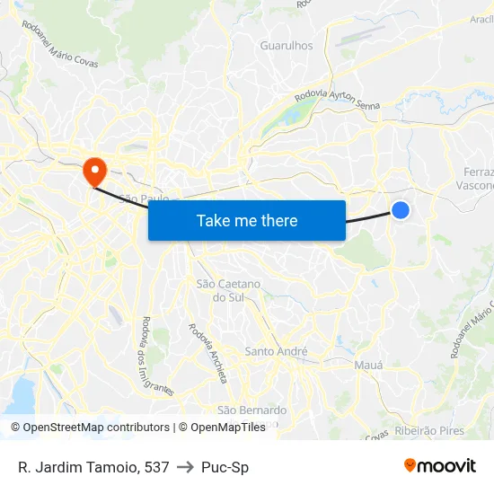 R. Jardim Tamoio, 537 to Puc-Sp map