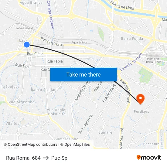 Rua Roma, 684 to Puc-Sp map