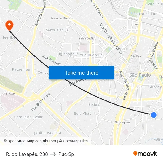 R. do Lavapés, 238 to Puc-Sp map