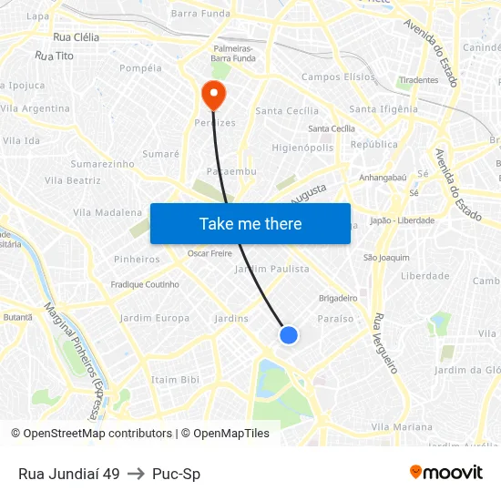Rua Jundiaí  49 to Puc-Sp map