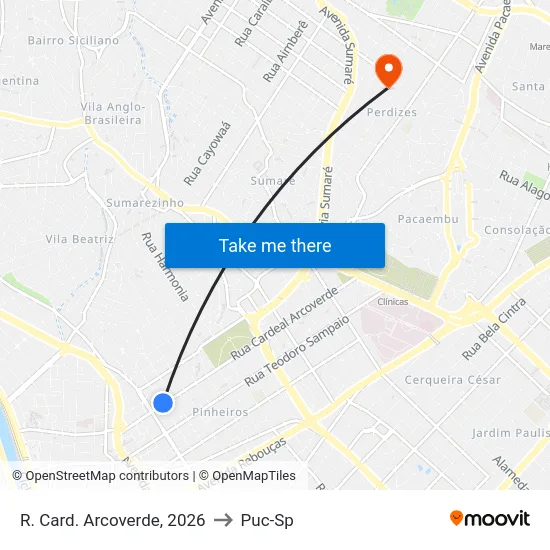 R. Card. Arcoverde, 2026 to Puc-Sp map