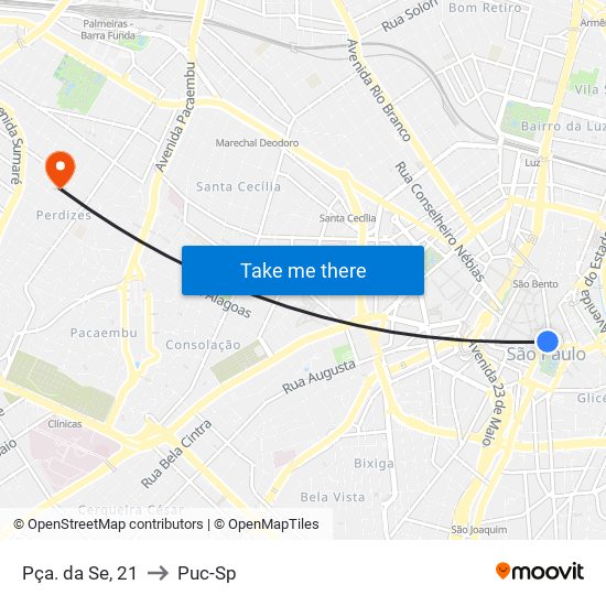 Pça. da Se, 21 to Puc-Sp map