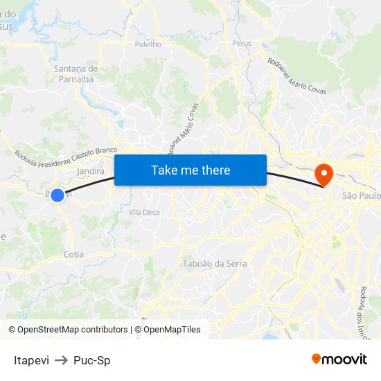Itapevi to Puc-Sp map